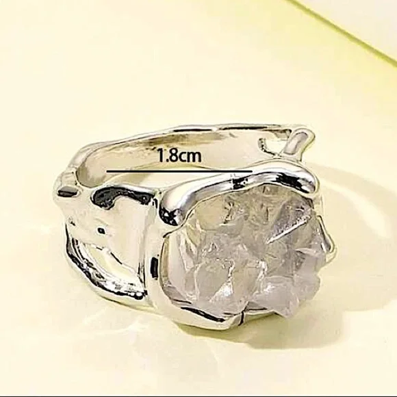 STERLING SILVER IRREGULAR CRYSTAL RING - Picture 7 of 9